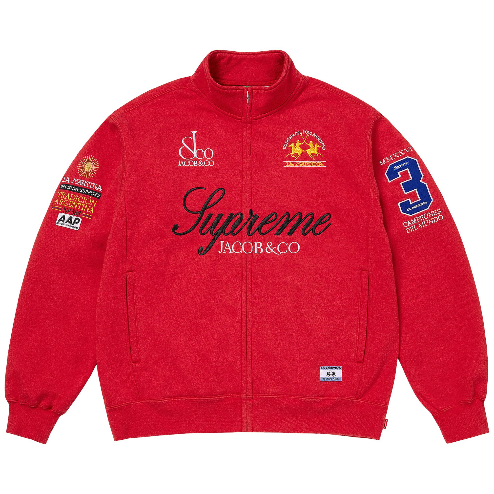 Buy Supreme x La Martina x Jacob & Co Zip Up Sweatshirt 'Red