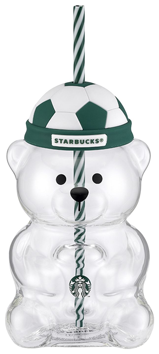 Starbucks Soccer Bearista Glass Tumbler Green