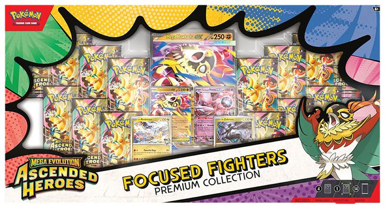 Pokemon Mega Evolution Ascended Heroes Focused Fighters Premium Collection Sams Club Exclusive