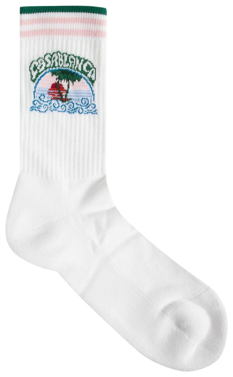 Casablanca Palm Tree Emblem Socks Blend White