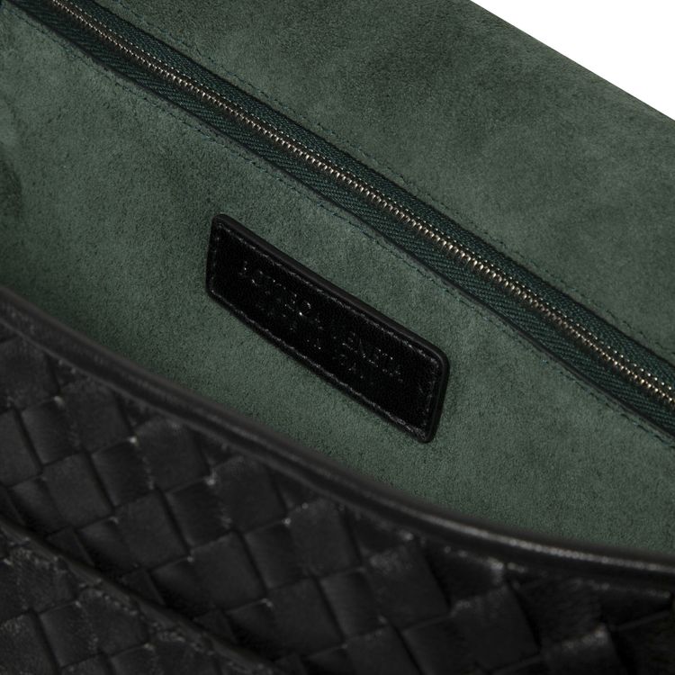 Bottega Veneta Messenger Intreccio Bag BlackSilver