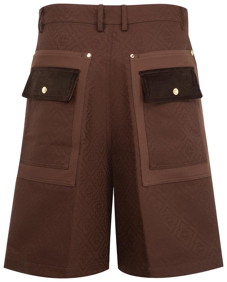 Casablanca Monogram Cargo Shorts Monogram Canvas Dark Brown