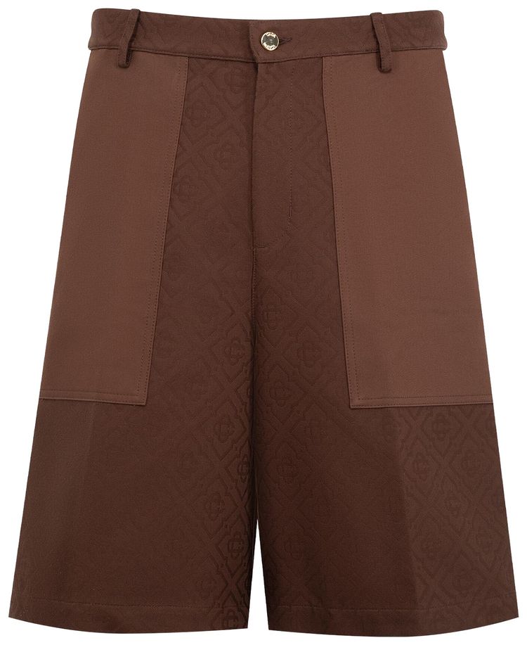 Casablanca Monogram Cargo Shorts Monogram Canvas Dark Brown