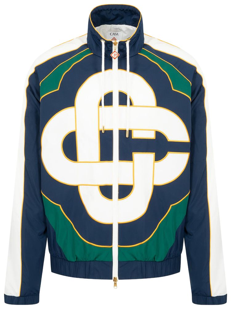Casablanca CC Applique Colourblock Windbreaker Jacket Taffeta NavyGreenWhiteYellow