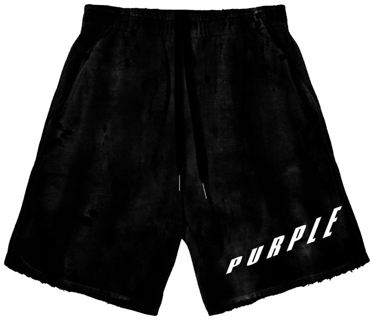 PURPLE BRAND Midweight Fleece Pull On Shorts Black