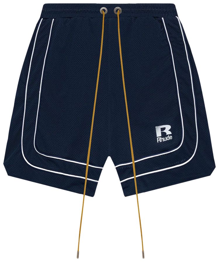 Rhude Mesh Piping Baggy Track Shorts Navy