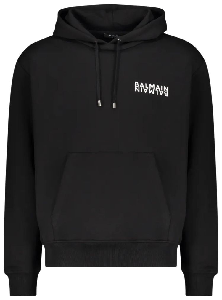 Balmain Double Logo Cotton Hoodie Black