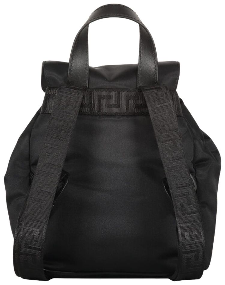 Versace Logo Detail Nylon Backpack Black