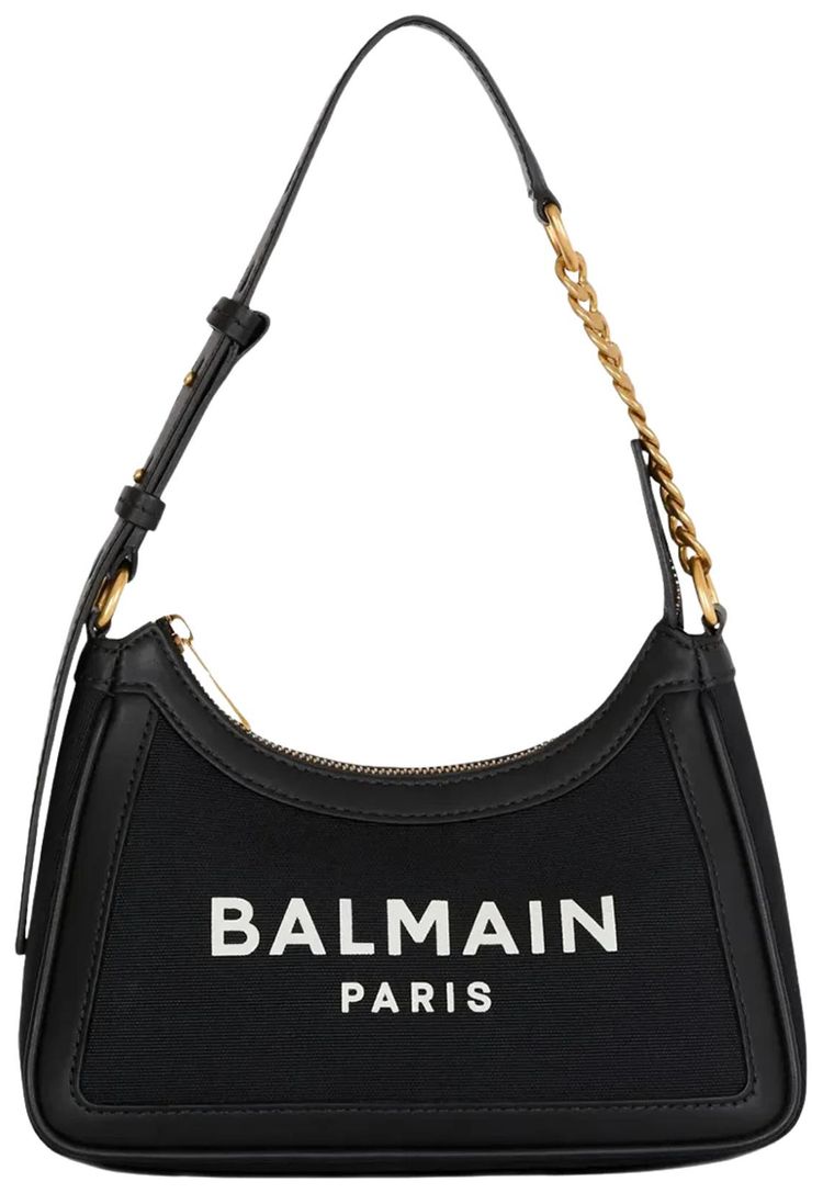 Balmain B Army Shoulder CanvasLeather Bag Black