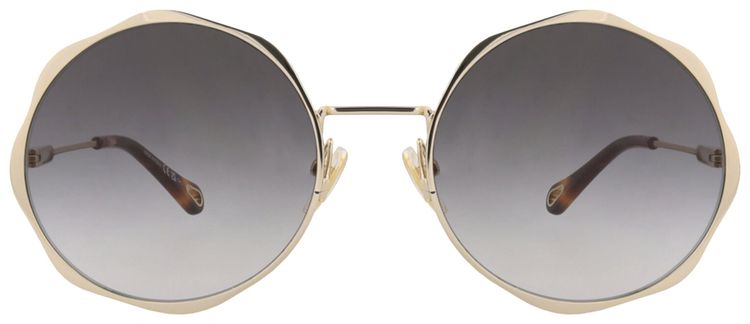 Chloe Round Frame Metal Sunglasses GoldGrey