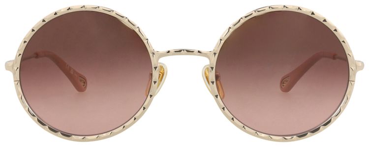Chloe Round Frame Metal Sunglasses GoldCopper