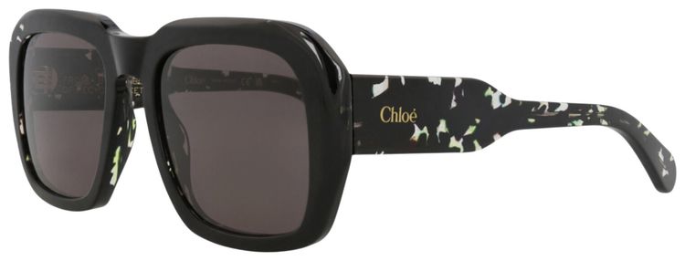 Chloe Square Frame Recycled Acetate Sunglasses BlackGrey