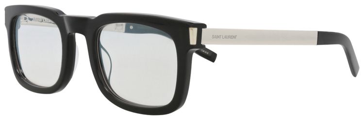 Saint Laurent Square Frame Recycled Acetate Sunglasses BlackSilverTransparent