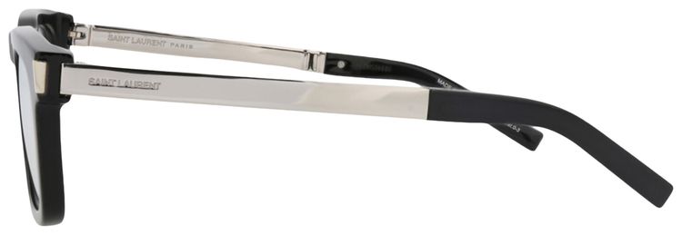 Saint Laurent Square Frame Recycled Acetate Sunglasses BlackSilverTransparent