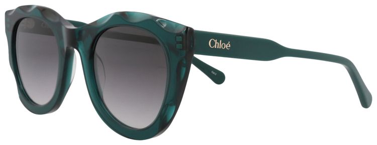 Chloe Round Frame Recycled Acetate Sunglasses GreenGrey
