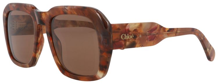 Chloe Square Frame Recycled Acetate Sunglasses HavanaBrown