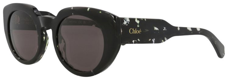 Chloe Round Frame Recycled Acetate Sunglasses BlackGrey