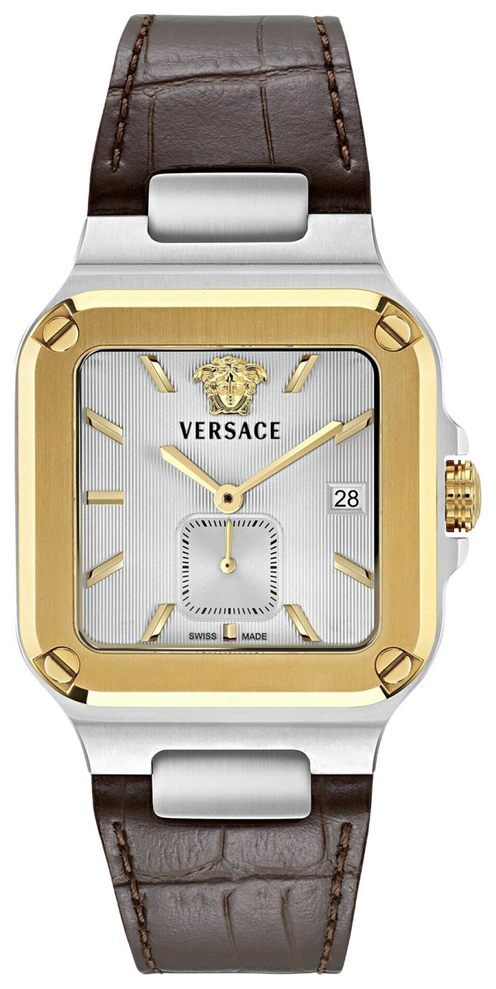 Versace Greca Edge Leather Watch Two Tone