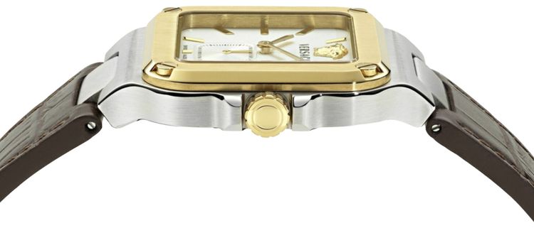 Versace Greca Edge Leather Watch Two Tone
