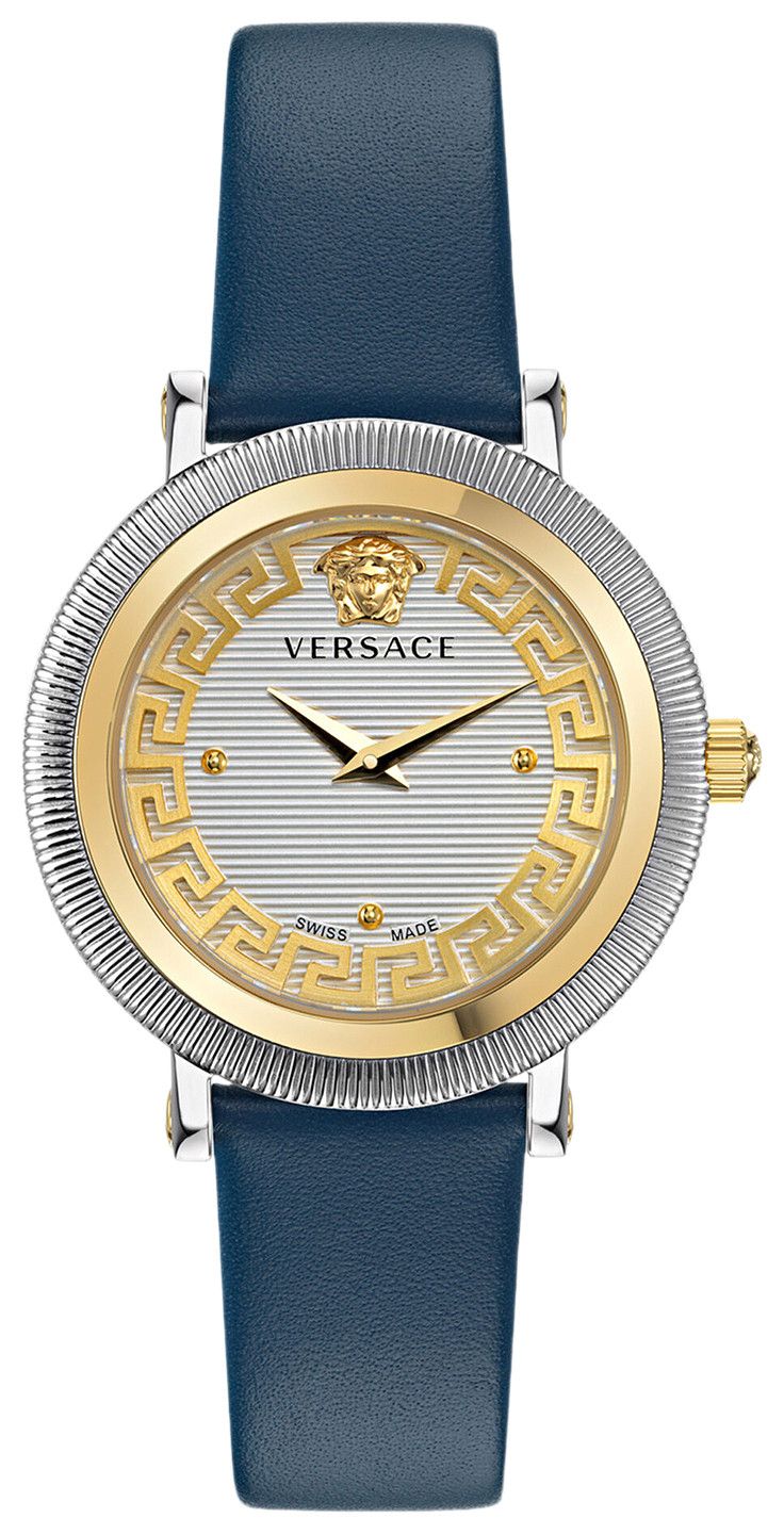 Versace Greca Flourish Leather Watch Two Tone