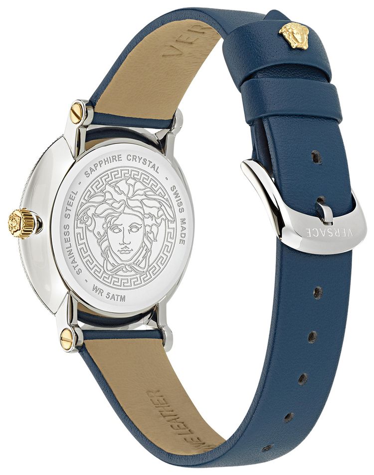 Versace Greca Flourish Leather Watch Two Tone