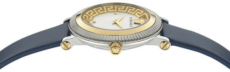 Versace Greca Flourish Leather Watch Two Tone