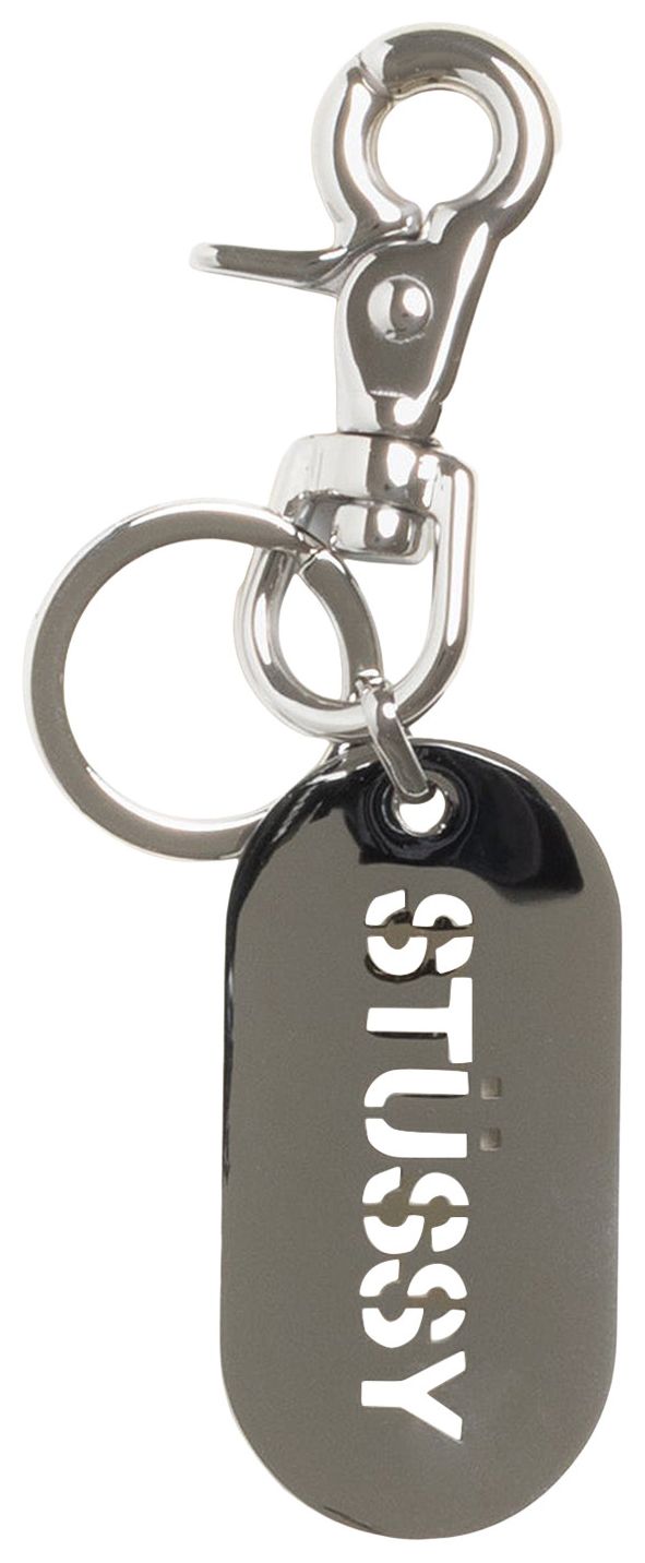 Stussy Metal Tag Keychain Silver