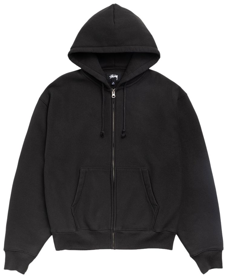 Stussy Cursive Applique Zip Hood Black
