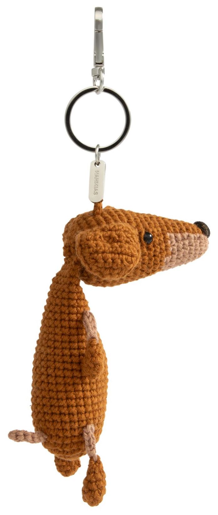 Nahmias Roo Crochet Doxie Keychain Brown