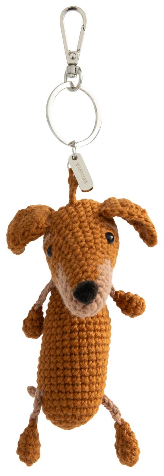 Nahmias Roo Crochet Doxie Keychain Brown