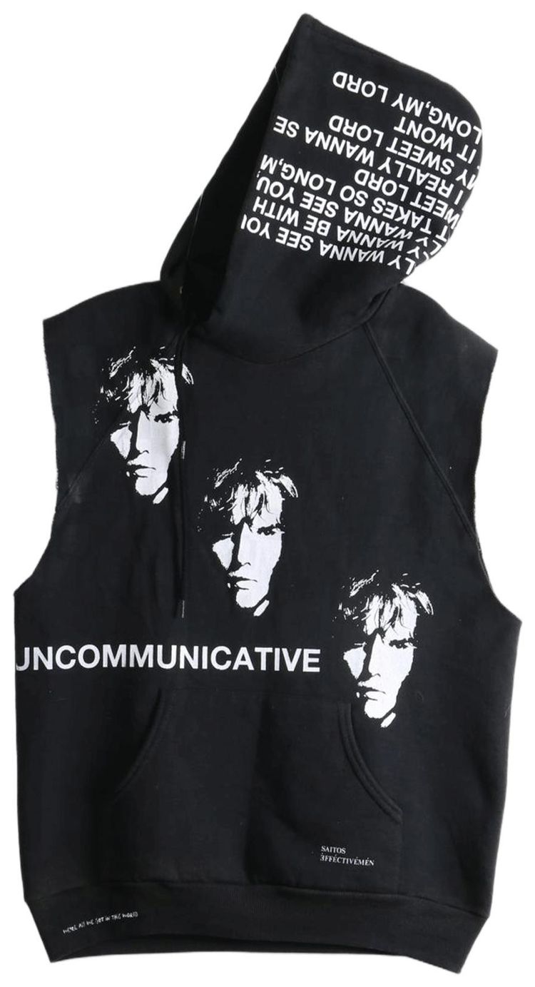 SAITOS Asymmetric Sleeveless Hoodie Black
