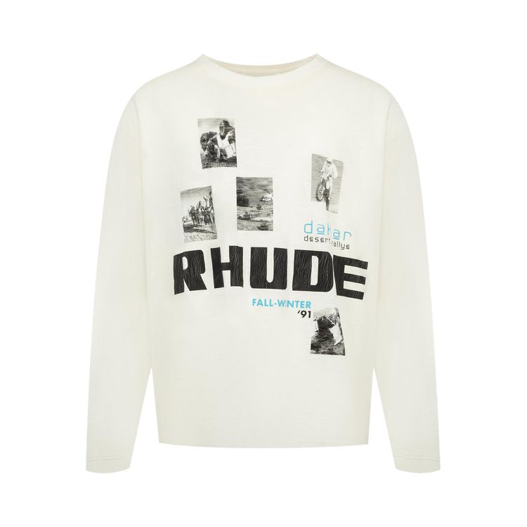 Rhude Winter 91 Rallye Long Sleeve Slub Tee WhiteBlackBlue