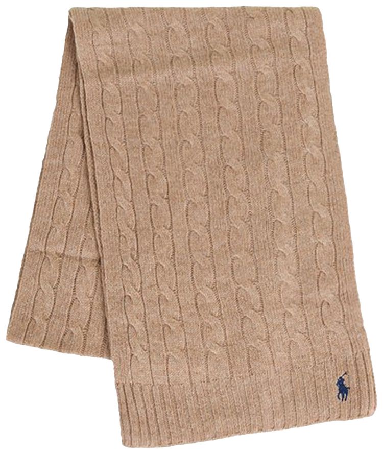Polo Ralph Lauren Wool Cashmere Classic Cable Scarf Camel