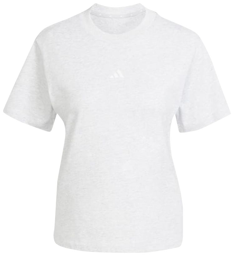Adidas Essentials Small Logo Cotton Tee Light Grey Heather  White