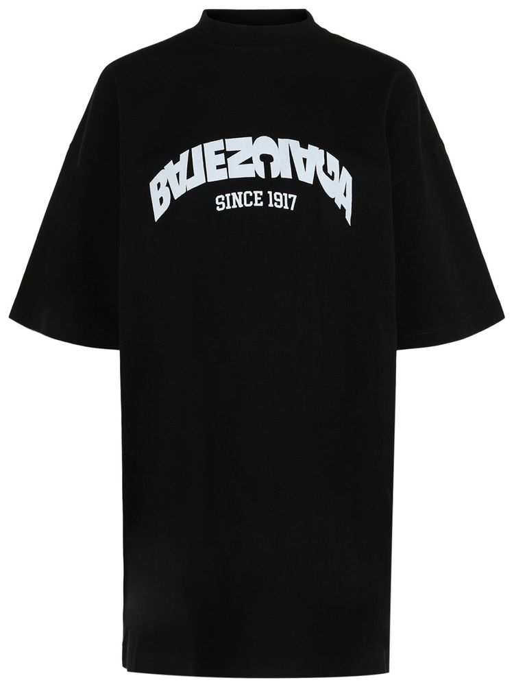 Balenciaga Oversized Back Flip Logo T Shirt Dress BlackWhite