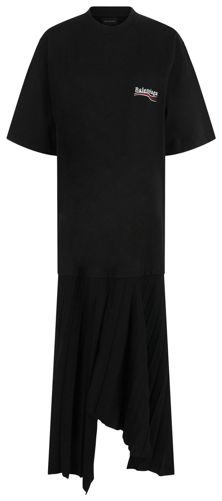 Balenciaga Political Campaign Pleated T Shirt Dress Black