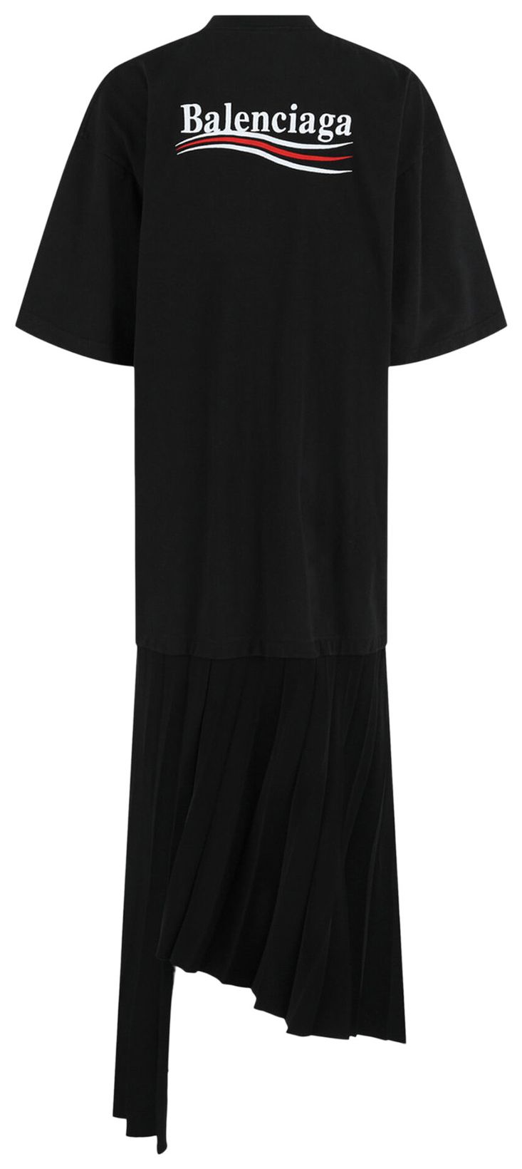 Balenciaga Political Campaign Pleated T Shirt Dress Black