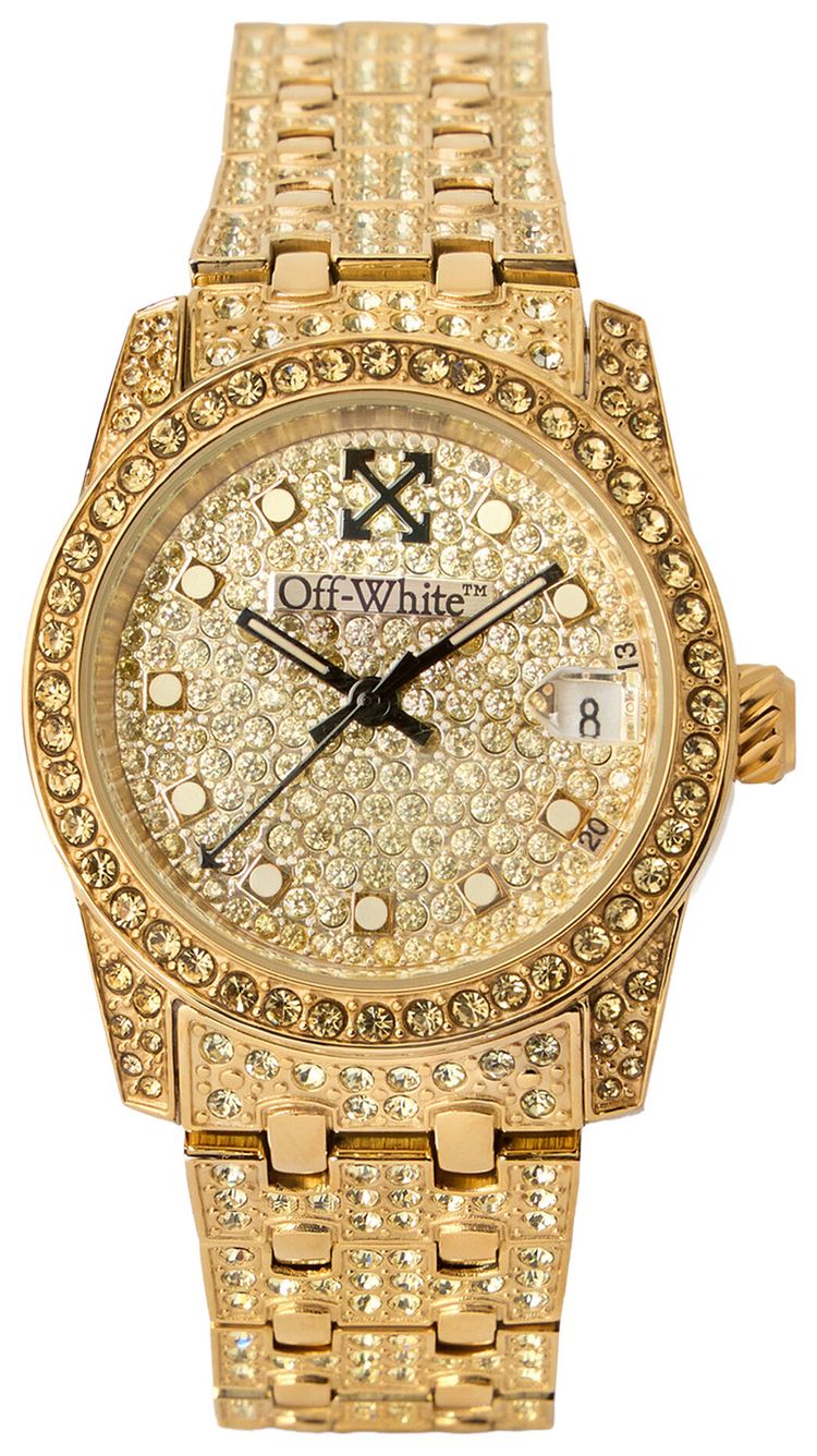 Off White Discreet Crystal Watch Gold