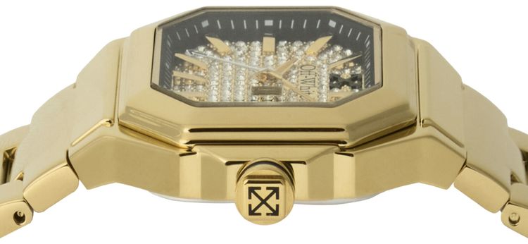 Off White Shift Crystal Watch Gold