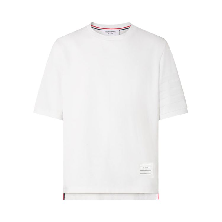 Thom Browne Short Sleeve Rib Cuff Tee White