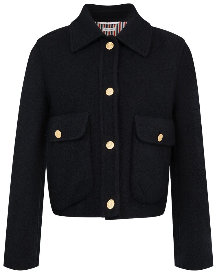 Thom Browne Splittable Bell Sleeve Patch Pocket Jacket Navy