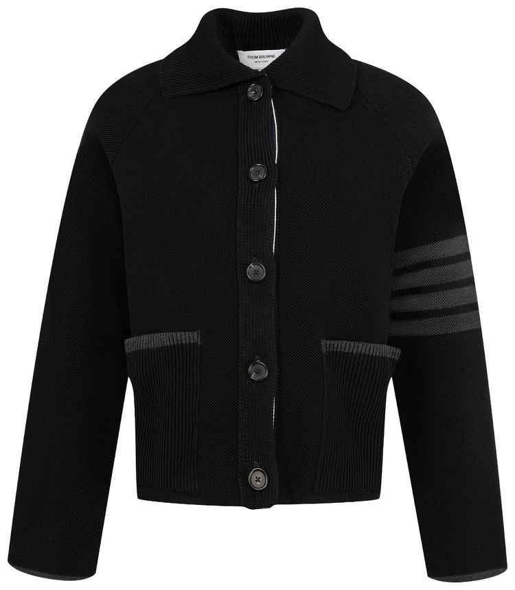Thom Browne Double Face Pique Stitch Polo Collar Jacket Black