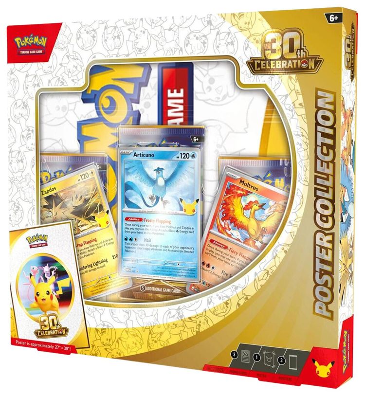 Pokemon 30th Celebration Poster Collection Articuno Zapdos and Moltres