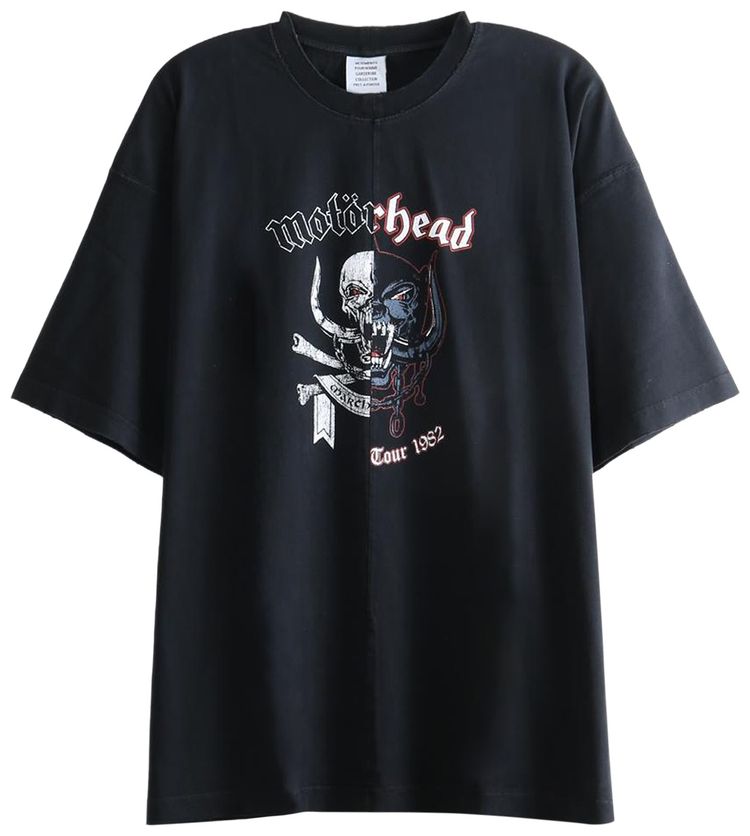 Vetements x Motorhead Double Graphic Cut Up T Shirt Washed Black