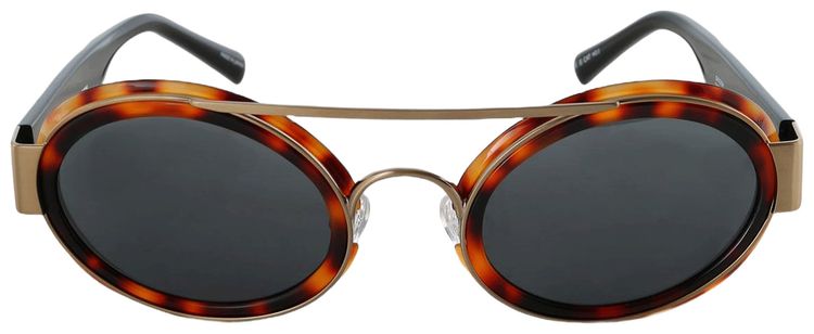 Dries Van Noten x Linda Farrow Oval Lenses Sunglasses T ShellBlackGoldGrey