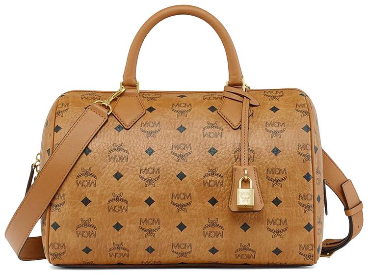 MCM Ella Vi Mini Boston Bag Cognac