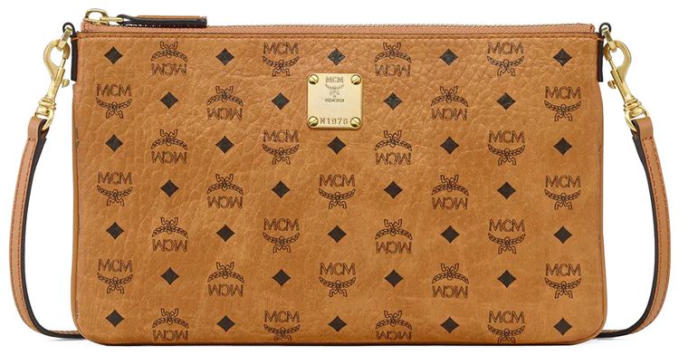 MCM Aren Vi Flat Pouch Mini Bag Cognac