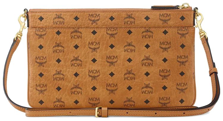 MCM Aren Vi Flat Pouch Mini Bag Cognac