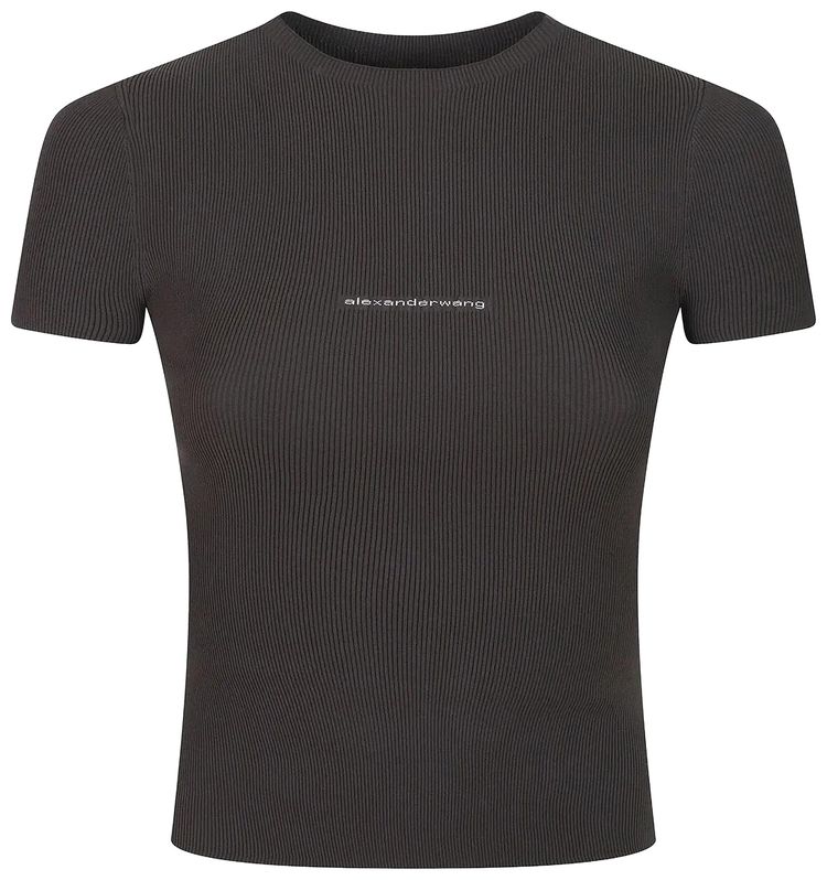 Alexander Wang Jacquard Logo Short Sleeve Crewneck Top Cola