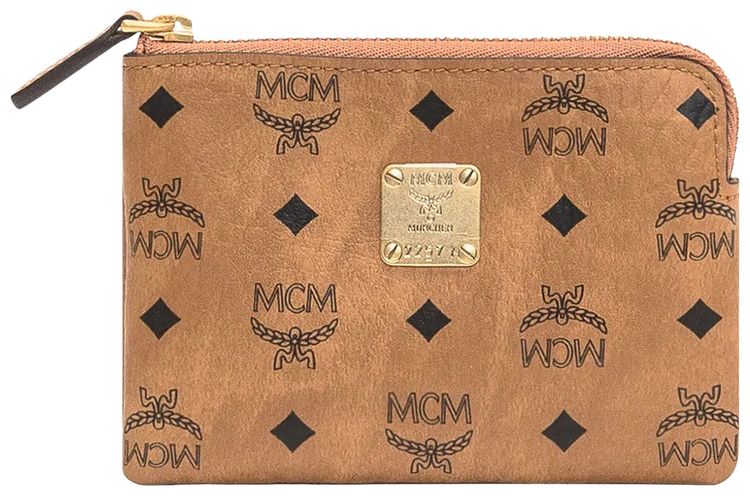 MCM Aren Visetos Card Case Cognac